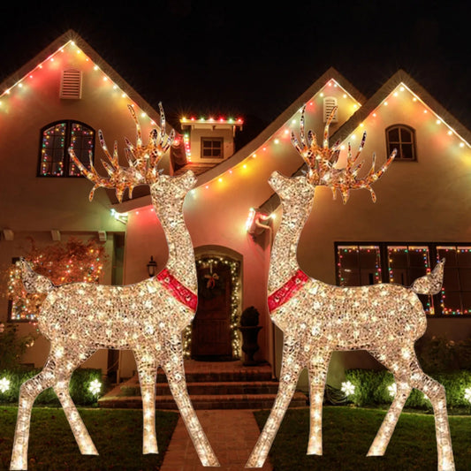 Christmas Outdoor Cute Deer Lighting ,Lighted Christmas Deer Sleigh Ou - Front View