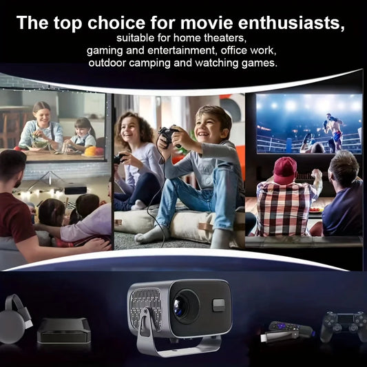 A10 Portable Mini Projector with 4K Support, Native 1080P, 200ANSI Brightness, Android 11, 5, 2 Dual WiFi, 360° Rotation -...