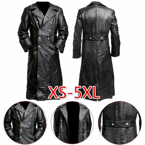 MEN'S GERMAN CLASSIC WW2 MILITARY UNIFORM OFFICER BLACK LEATHER