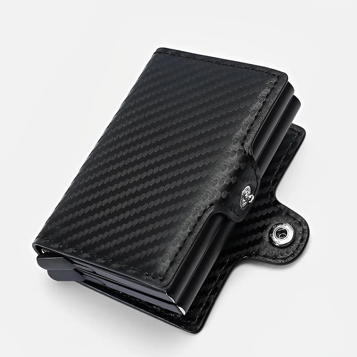 Double Layer Anti-Theft Card Case with RFID Blocking - Carbon Fiber