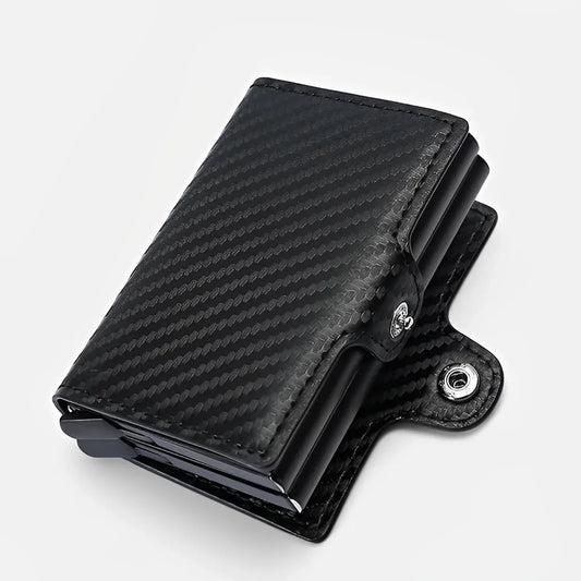 Double Layer Anti-Theft Card Case with RFID Blocking - Carbon Fiber