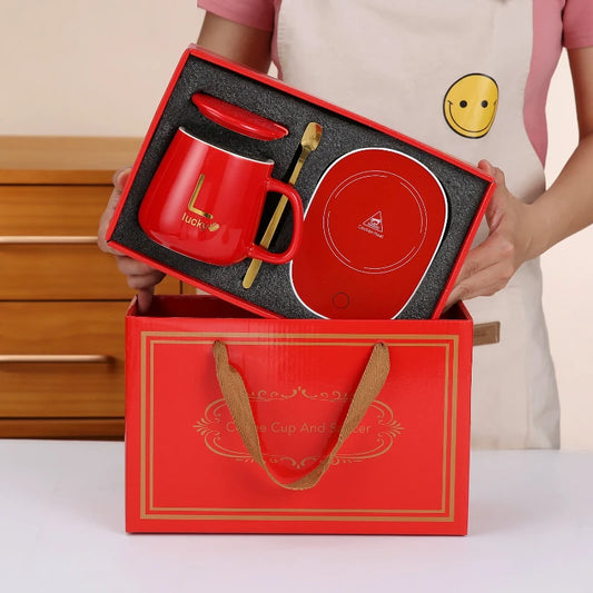 Thermostat Coffee Mug - 55℃ Ceramic Cup with Spoon | Gift - Detail View