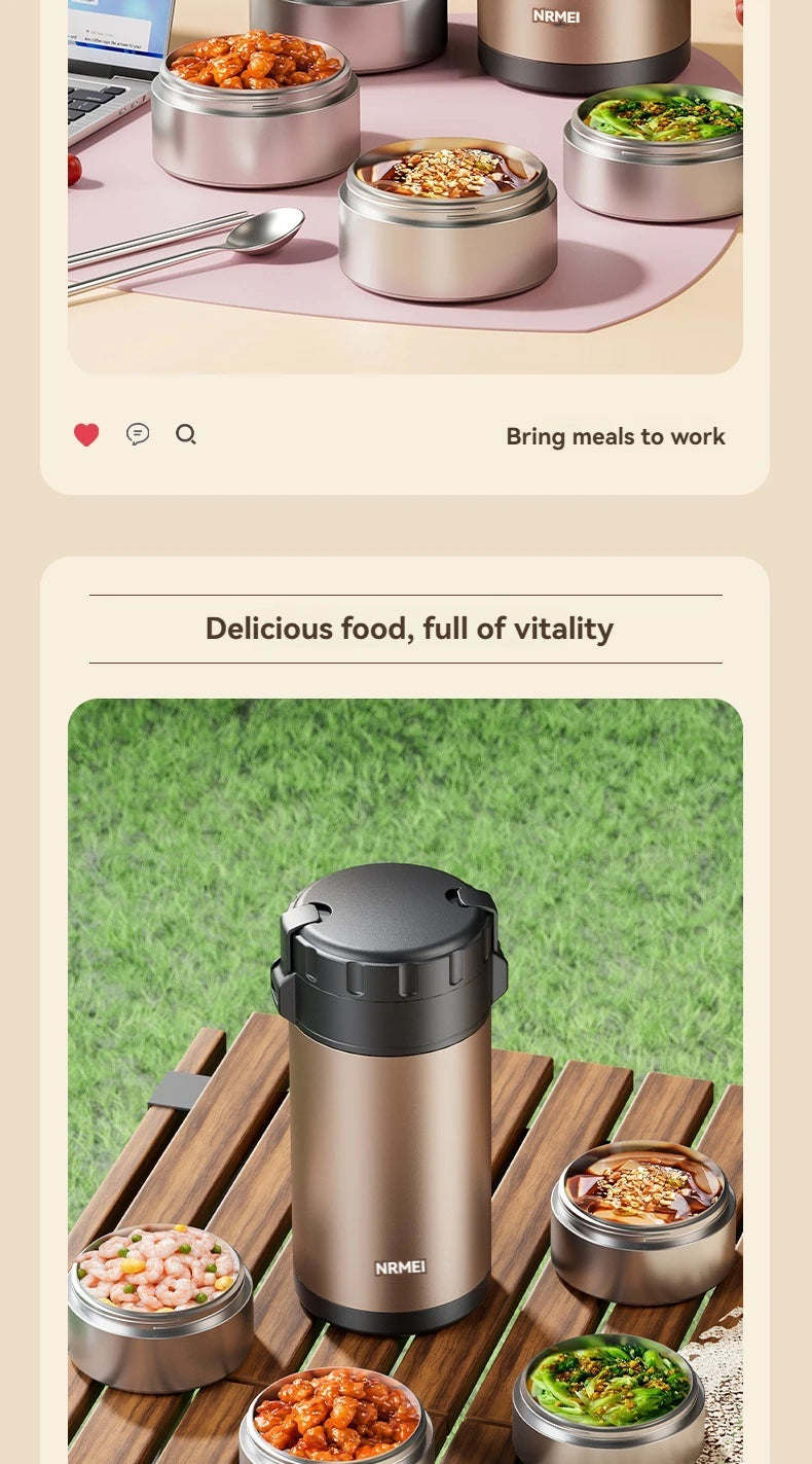 Stainless Steel Lunch Box, Large Capacity, Outdoor Bento Box,