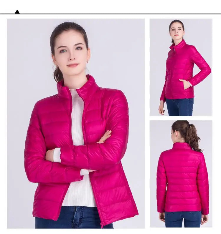 New Autumn Winter Women Ultra Light White Duck Down Jackets Candy Color Slim Short Design Warm Down  - Gallery image 13