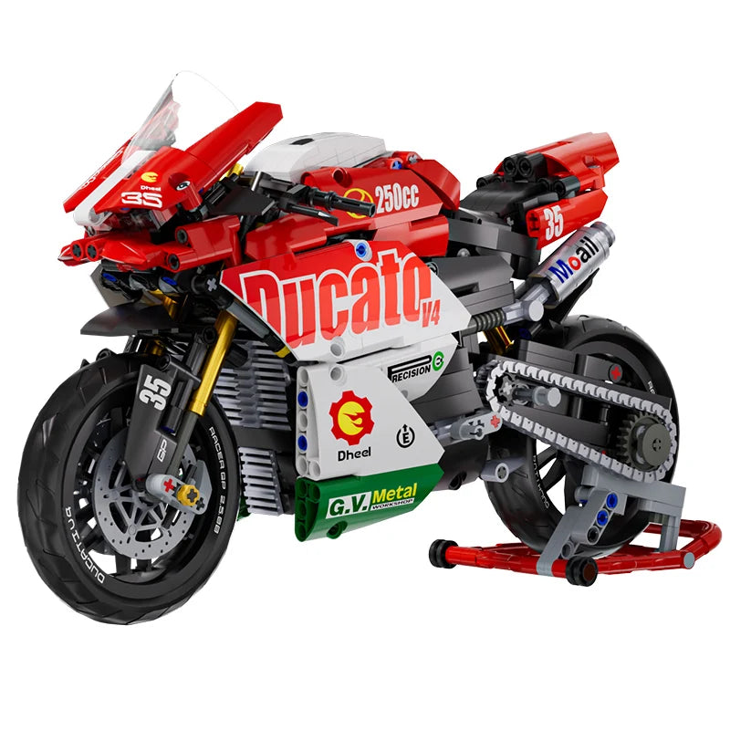 Technical V4 Motorcycle Building Blocks Set Famous Super Motorbike Model Kit Racing Bricks Kids Asse - Gallery image 9