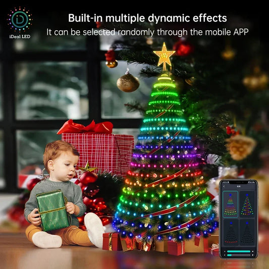 Smart Christmas Tree Lights App DIY Text Pictures Music Rhythm LED RGB String Li - Side View