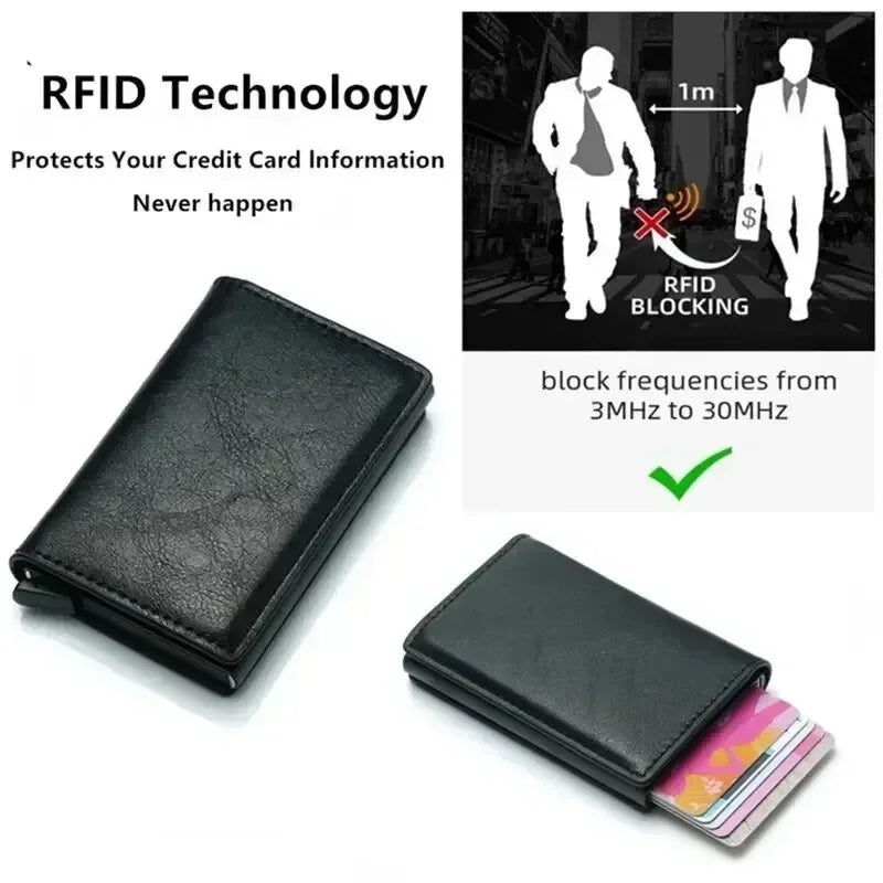 Rfid Aluminum Men Wallet Card Holder Purse Carbon Fiber Men Business