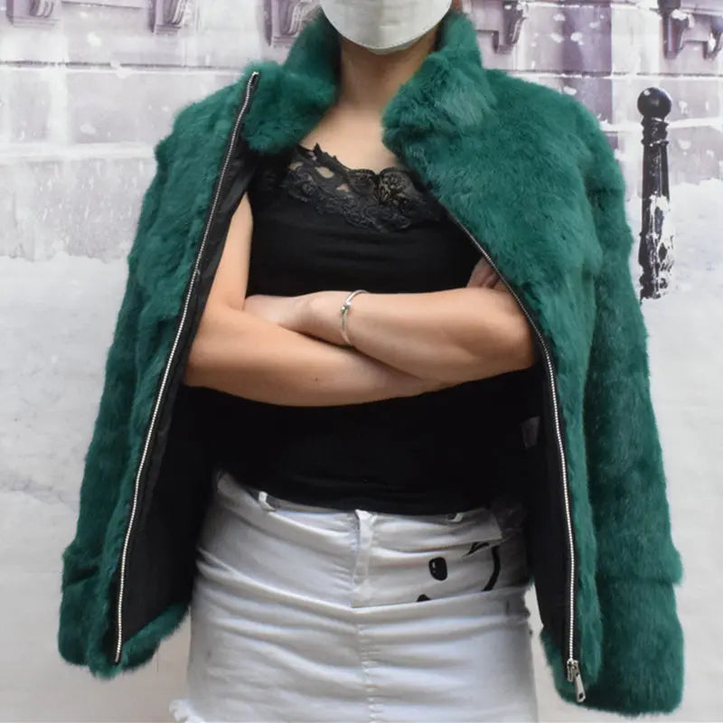 Fancy Rani Natural Rabbit Fur Coat Women Winter Jacket Real Leather And Fur Wome - View 59