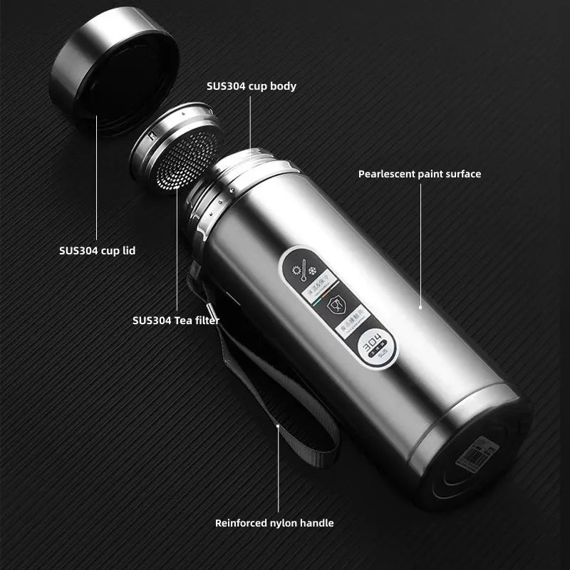 500ML-1Liter Stainless Steel Thermos Bottle with LED Temperature