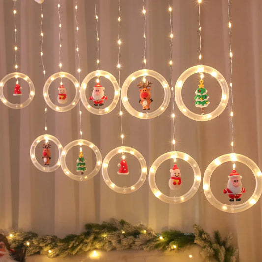 Christmas Led Decorative Lights Strip Star Curtain Lights Christmas Tr - Front View