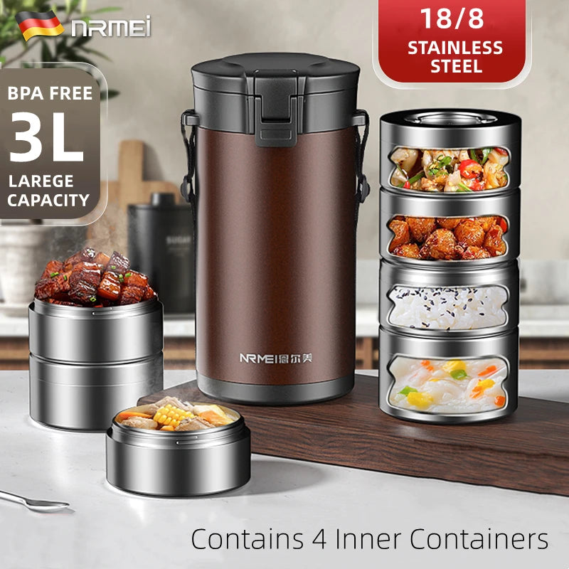 Large Capacity Stainless Steel Thermal Insulation Lunch Box