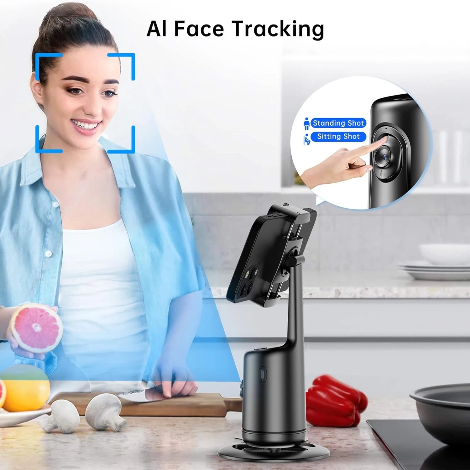 AI Auto Tracking Phone Holder - 360° Smart Selfie Tripod - View 9