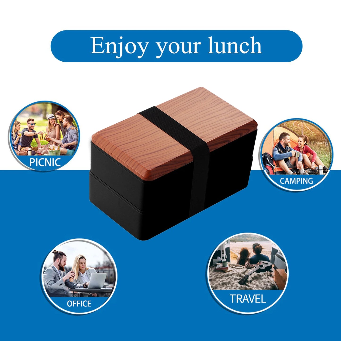 Untior Divided Lunch Box Picnic Microwave Japanese Bento Box Double