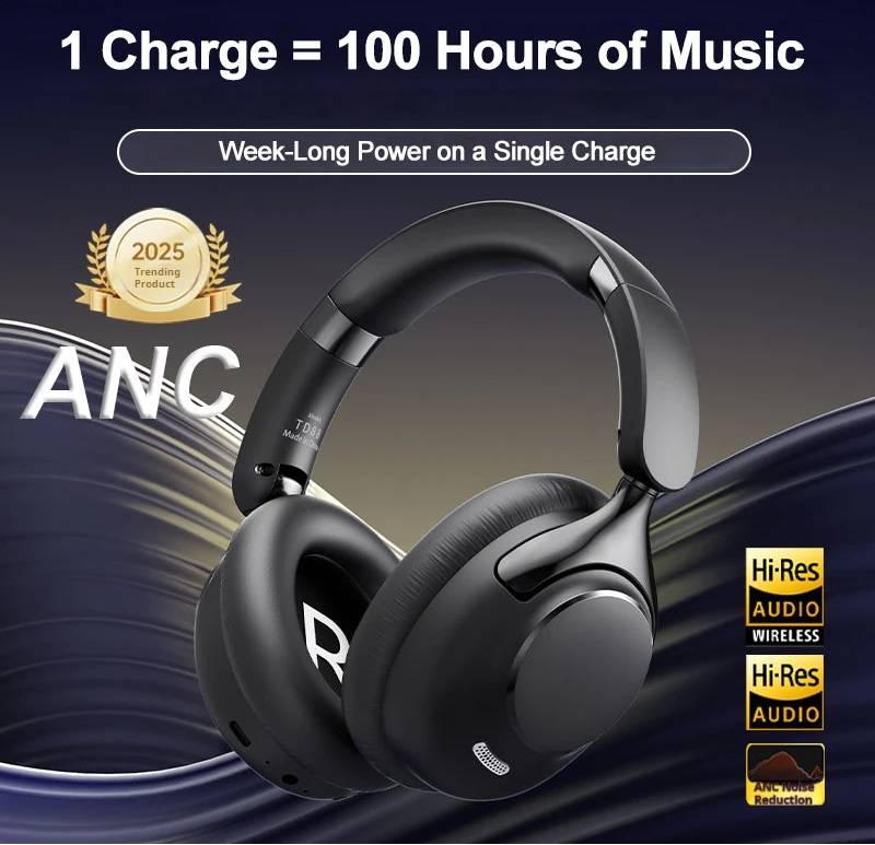 ANC Noise Reduction 100H Play Time Bluetooth Headphones 360° Surround Sound Wireless Headsets Sports - Product details