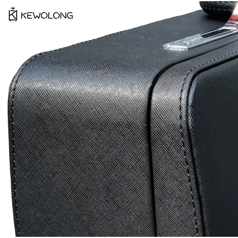 19 Inch Vintage Style Leather Briefcase, Combination Lock Document Case, Black Cross Texture File St - Gallery image 6