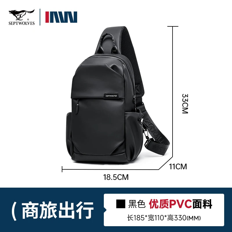 Septwolves Business Thin Printed Leather Crossbody Sling Bag Man