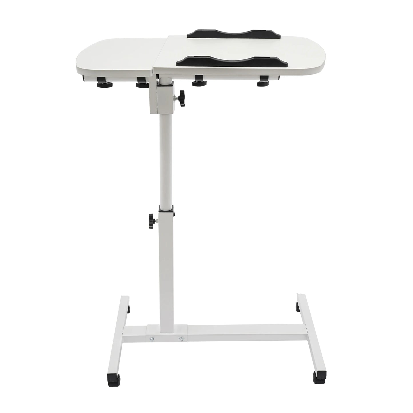 Height Adjustable White Computer Desk Stand with Wheels Adjustable Rolling Laptop Table Suitable for Bedroom, Living Room,...