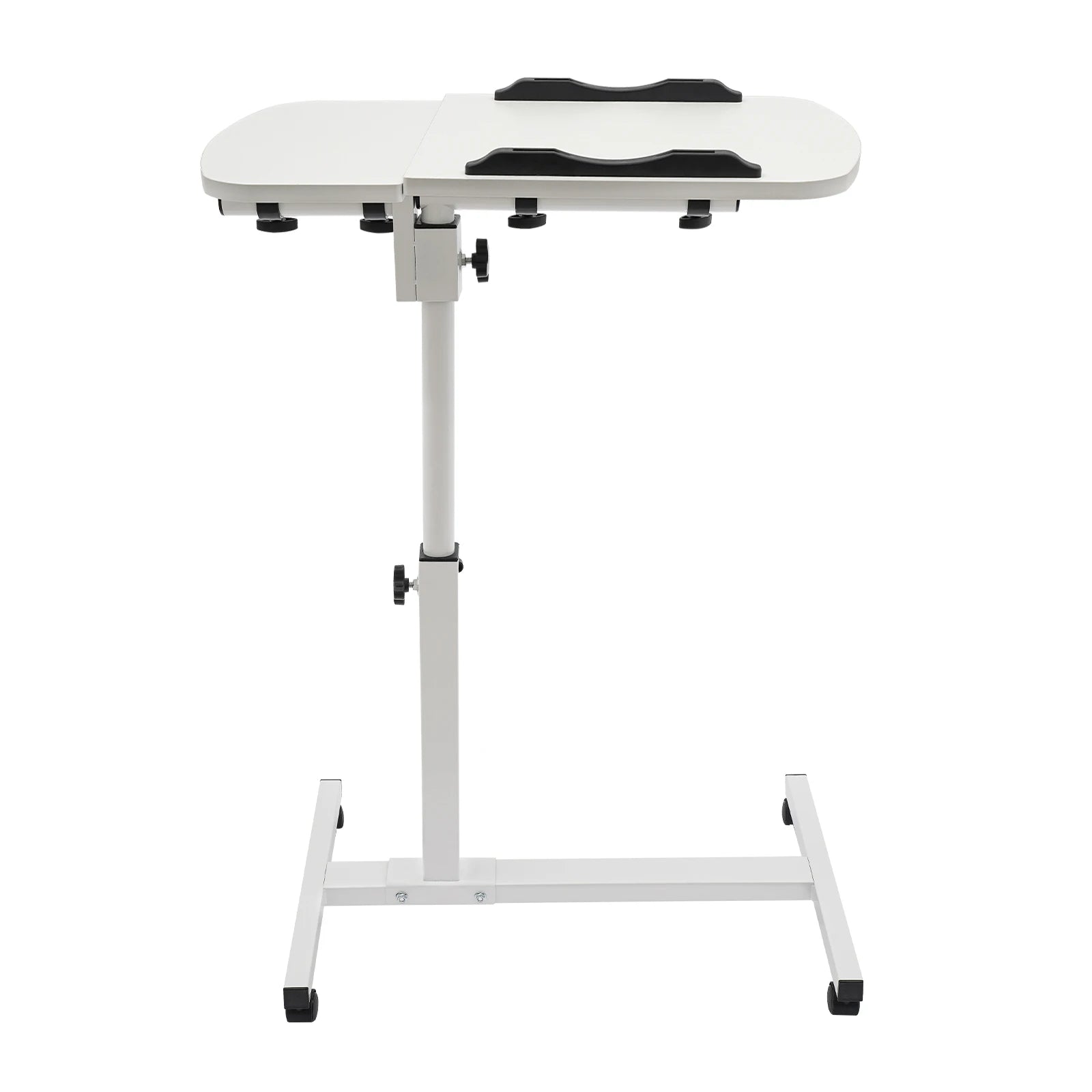 Height Adjustable White Computer Desk Stand with Wheels Adjustable Rolling Laptop Table Suitable for Bedroom, Living Room,...