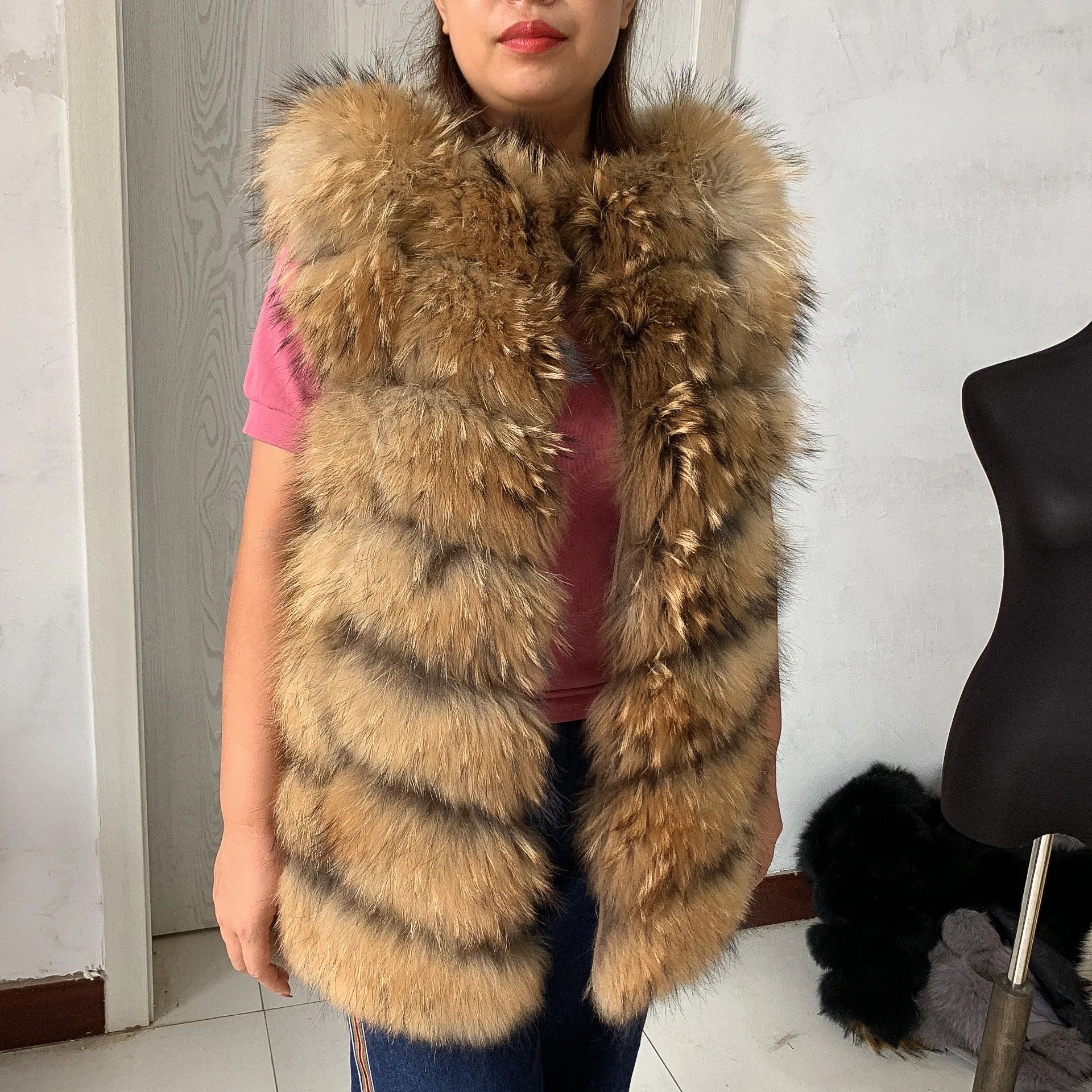 Natural fox fur vest ladies winter autumn coat warm vest made of natural fur wom - View 20
