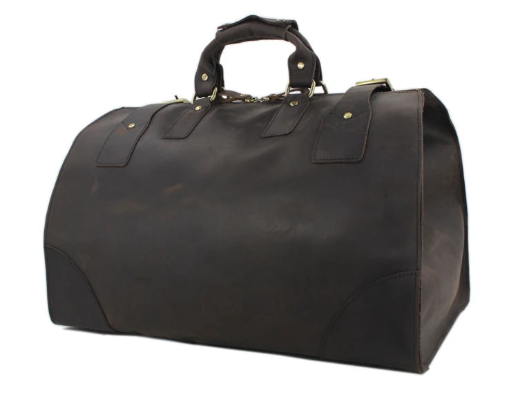 MUNUKI Vintage Crazy Horse Genuine Leather Travel bag Large Luggage