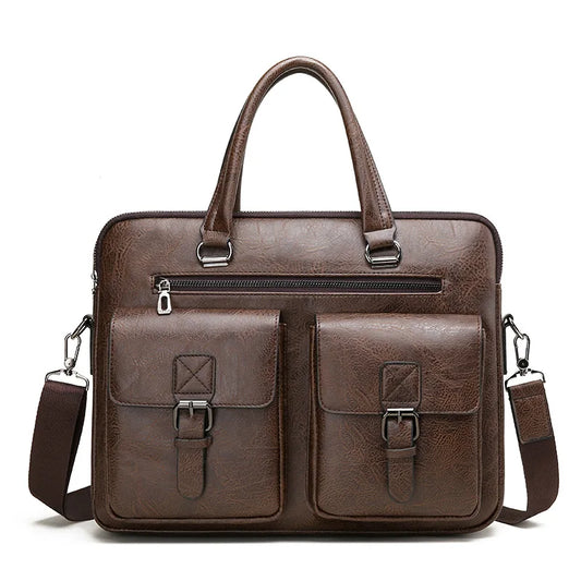 Luxury Brand Man Business Briefcase Bag PU Leather Messenger