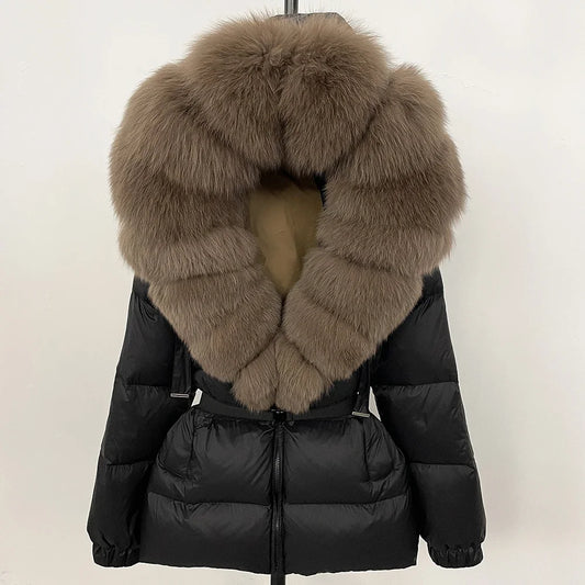 OFTBUY 2025 Winter Clothing Puffer Jacket Women Real Fox Fur Hooded Thick Warm 90% White Duck Down C