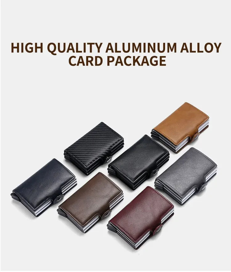 Double Layer Anti-Theft Card Case with RFID Blocking - Carbon Fiber