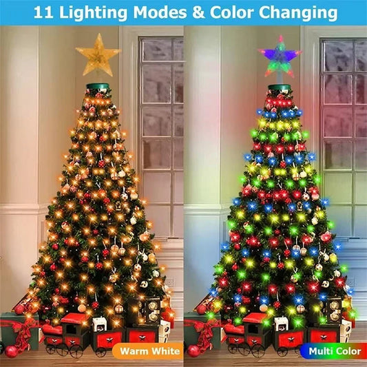 Christmas LED Light String Ring Christmas Tree Star Top Decorative Lig - Main View