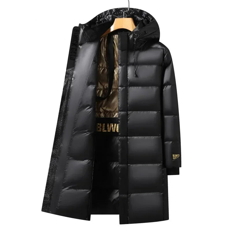 2024 Winter Goose Down Coat Men's Luxury Glossy Black Gold Long Down Jacket Women's Fashion Waterpro - Gallery image 16