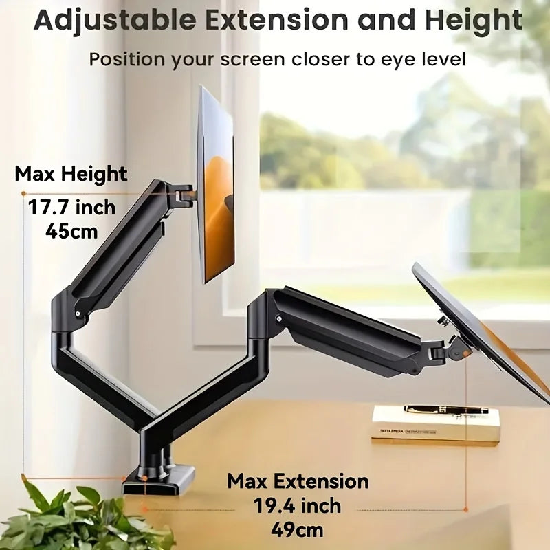 Dual Monitor Desk Mount up to 32 inches Screens Height Adjustable Monitor Stand, Heavy Duty Arm,VESA 75x75mm or 100x100mm,...