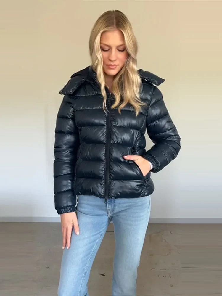 Women's Burgundy Padded New Coats Hooded Zipper Jackets Winter Warm Outerwear Slim Fashion Tops Demi - Features and Specifications