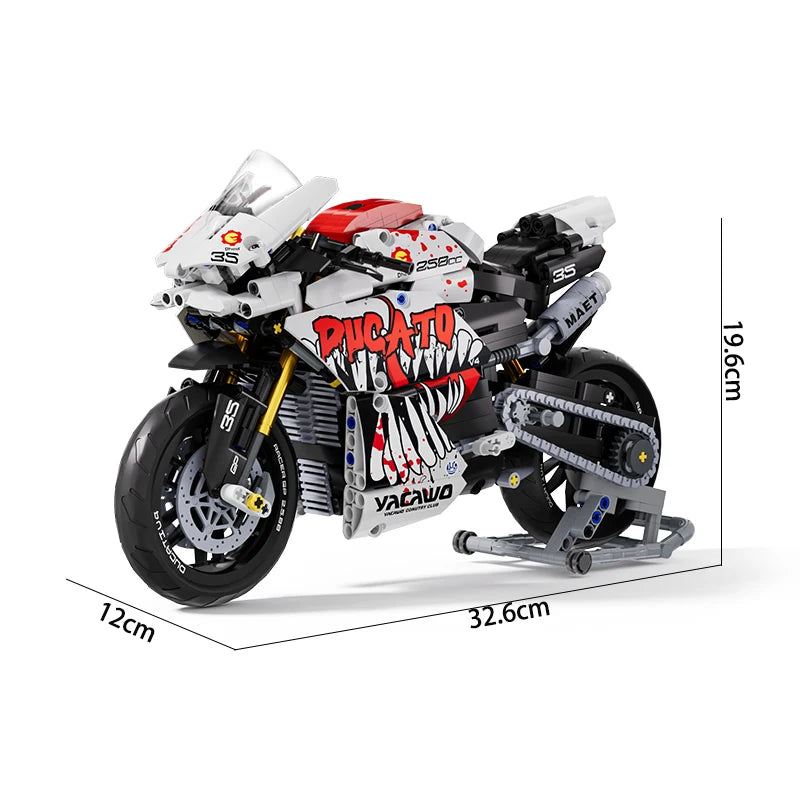 Technical V4 Motorcycle Building Blocks Set Famous Super Motorbike Model Kit Racing Bricks Kids Asse - Gallery image 17