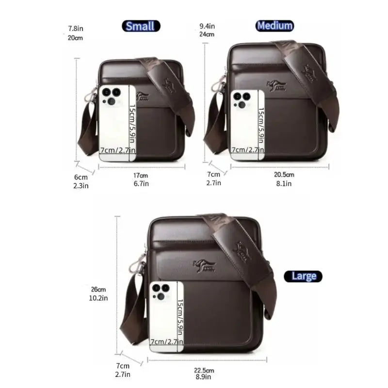 PU Leather Crossbody Bag for Men - Square Sling Shoulder Bag with