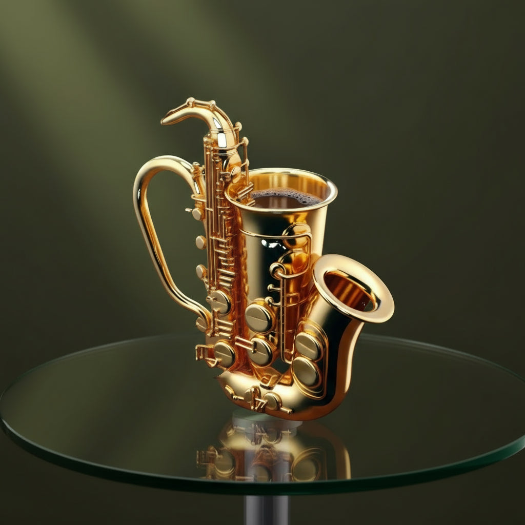 Guitar Coffee Mug - Musical Instrument Ceramic Cup | Gift - Detail View