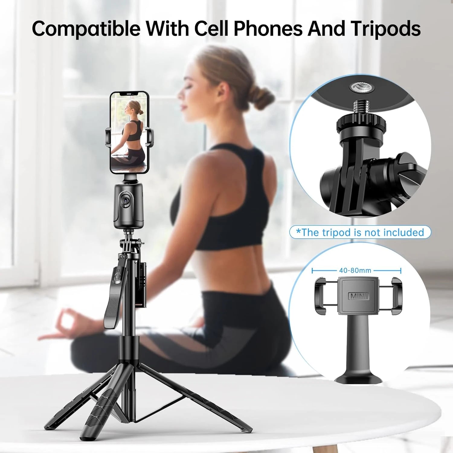 AI Auto Tracking Phone Holder - 360° Smart Selfie Tripod - Features