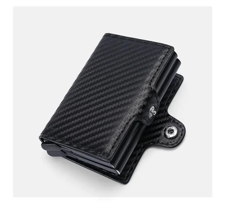 Double Layer Anti-Theft Card Case with RFID Blocking - Carbon Fiber