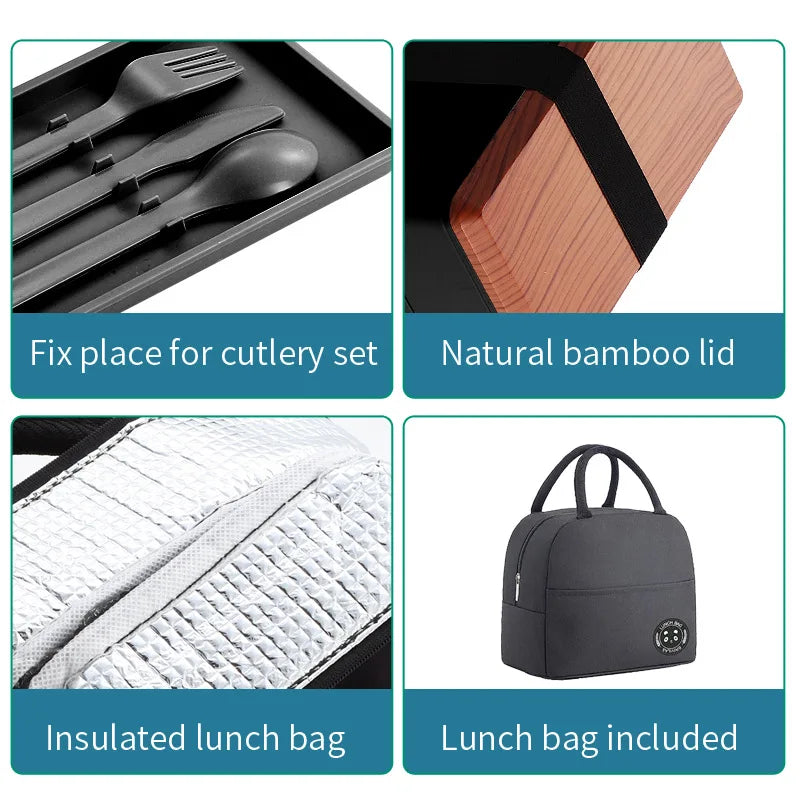 Untior Divided Lunch Box Picnic Microwave Japanese Bento Box Double