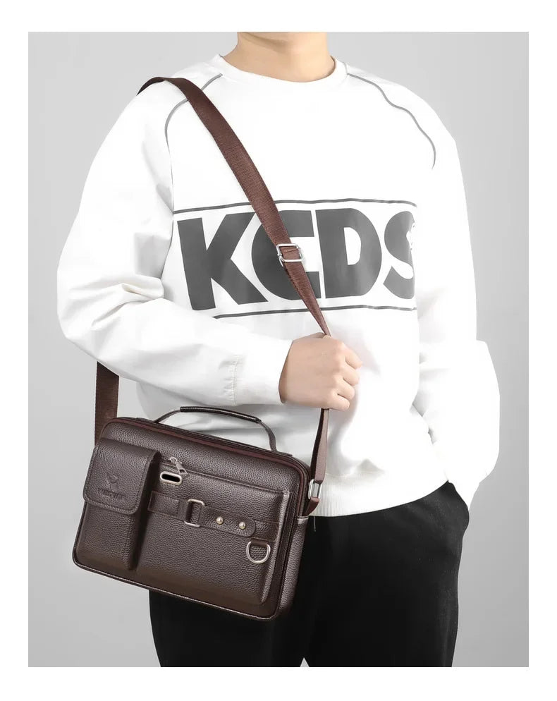 2024 New Men Shoulder Bag for 10.4" Ipad PU Leather Business