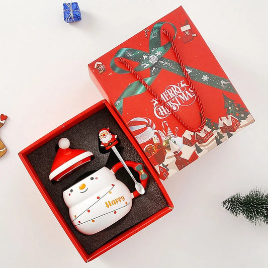 Christmas Gift Christmas Mug Christmas Coffee Cups With Lid And Spoon  - Main View