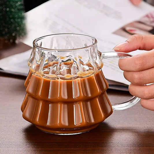 Christmas Tree Glass Coffee Mug with Straw and Lid Heat Resistant Wish - Main View