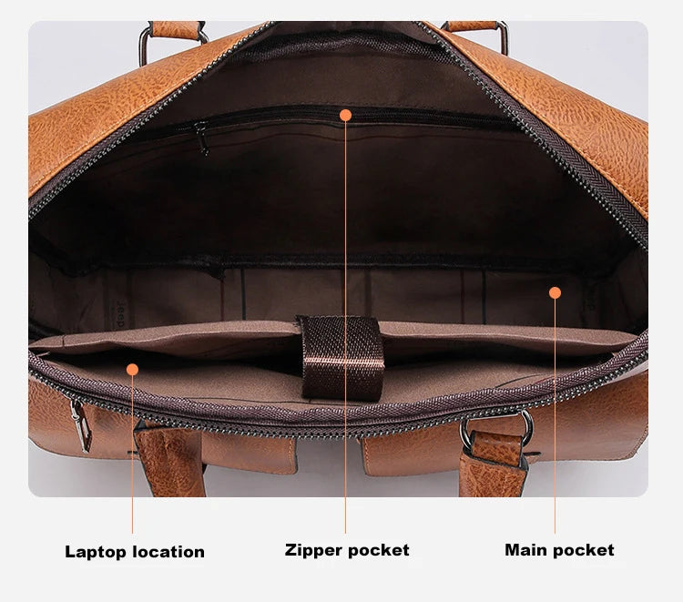 Luxury Brand Man Business Briefcase Bag PU Leather Messenger