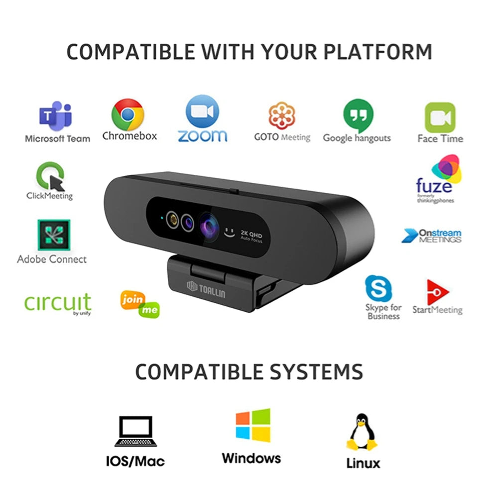 Webcam 2K 1080P - Face Recognition Camera USB | TOALLIN - Product Image 11