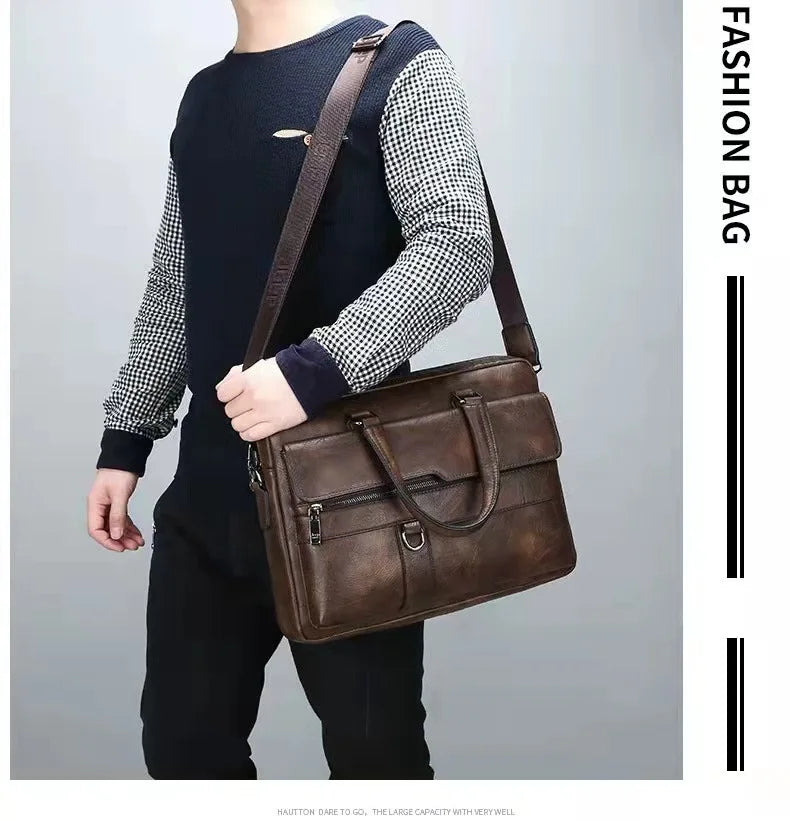 Luxury Brand Business Briefcase Men Leather Handbag For Man