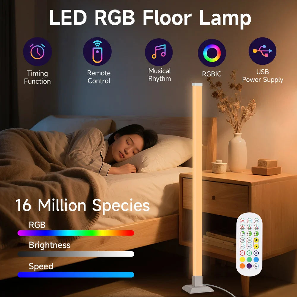 RGB Led Floor Lamp Dimmable Night Lamp Smart LED Lights Mood Corner Floor Lighti - Main View