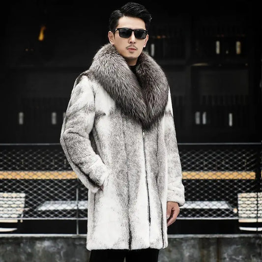 -10 degrees Celsius cold resistant and warm mink fur coat for men's wi - Side View