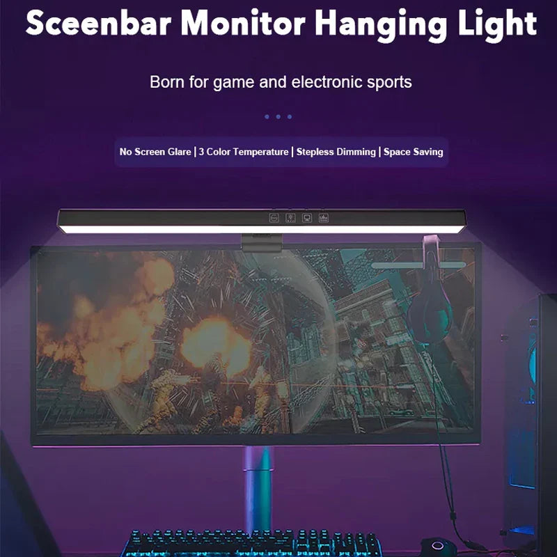 Curved Screen Hanging Light Bar RGB Desktop Background Atmosphere Lamp 3-Color E - Detail View