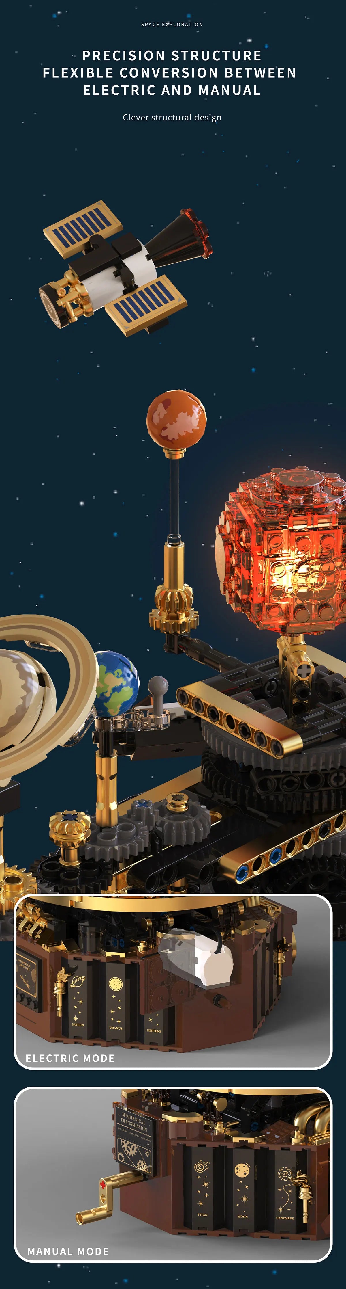 STEM Electric Rotating Universe Electric Solar System Light Building Blocks Sun Earth Model Space Sc - Gallery image 12