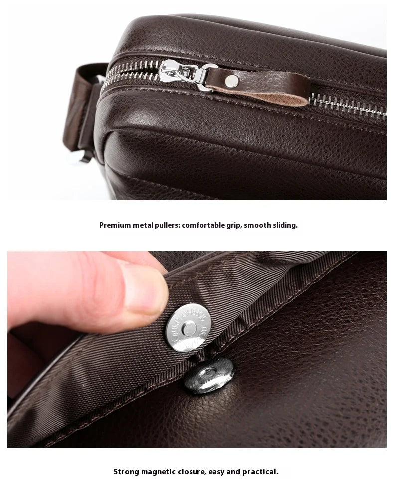 PU Leather Crossbody Bag for Men - Square Sling Shoulder Bag with