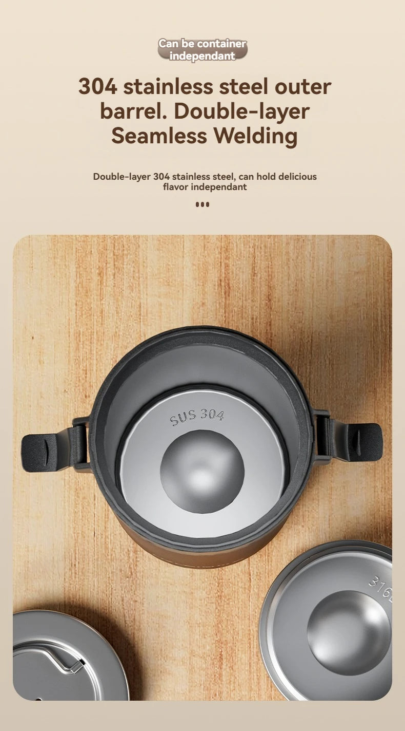 Stainless Steel Lunch Box, Large Capacity, Outdoor Bento Box,