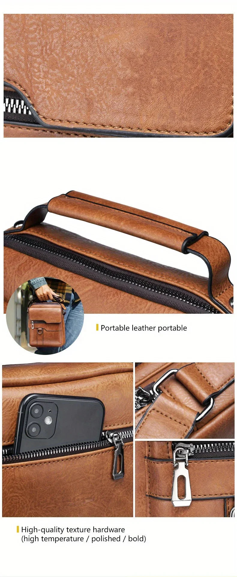 Men's Crossbody Bags Business Flap Male Solid Messenger Bag Travel